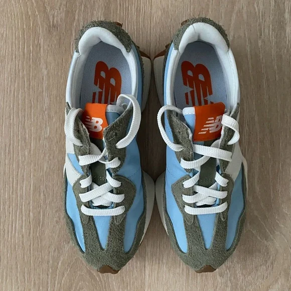 ❤️Sold❤️ New Balance Unisex 327 Dark Olivine Chrome Blue Sneakers - Picture 4 of 9